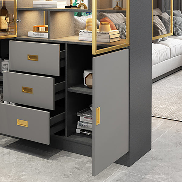 Glam Dining Room Sideboard Buffet Glass Cabinets with Storage Clearhalo 'buffet_sideboard' 'Buffets & Sideboards' 'furn' 'furn_buffet_sideboard' 'Furniture' 'Kitchen & Dining Furniture' 5603563