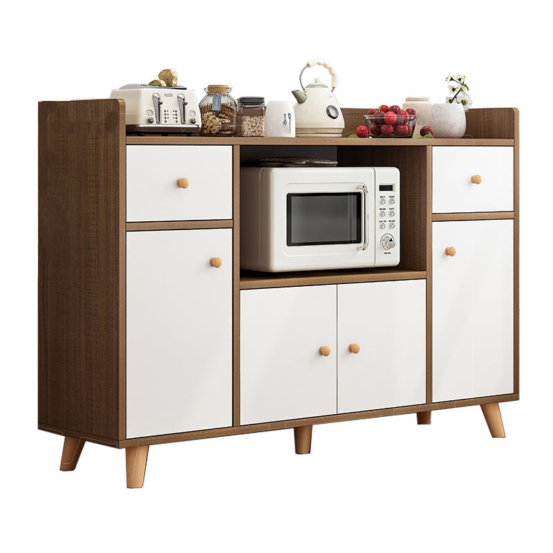 Modern 33" Height Cupboard Artificial Wood Frame Kitchen Sideboard for Dining Room 47"L x 12"W x 33"H Dark Brown Clearhalo 'buffet_sideboard' 'Buffets & Sideboards' 'furn' 'furn_buffet_sideboard' 'Furniture' 'Kitchen & Dining Furniture' 5603619