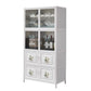 Glass Buffet Server Contemporary Style White Metal Frame Kitchen Server Clearhalo 'buffet_sideboard' 'Buffets & Sideboards' 'furn' 'furn_buffet_sideboard' 'Furniture' 'Kitchen & Dining Furniture' 5603675