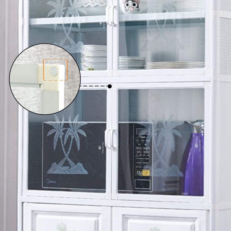 Glass Buffet Server Contemporary Style White Metal Frame Kitchen Server Clearhalo 'buffet_sideboard' 'Buffets & Sideboards' 'furn' 'furn_buffet_sideboard' 'Furniture' 'Kitchen & Dining Furniture' 5603679