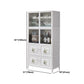 Glass Buffet Server Contemporary Style White Metal Frame Kitchen Server Clearhalo 'buffet_sideboard' 'Buffets & Sideboards' 'furn' 'furn_buffet_sideboard' 'Furniture' 'Kitchen & Dining Furniture' 5603680