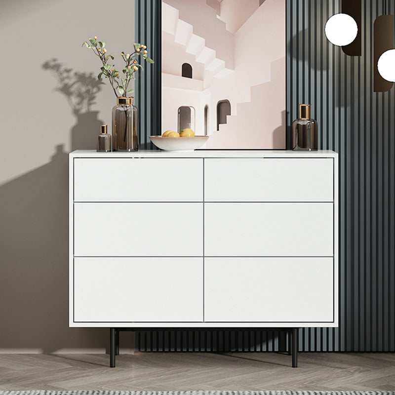 Modern Accent Chest with 6 Drawers and 4 Straight Black Legs 39"L x 14"W x 31"H White Clearhalo 'Cabinets & Chests' 'cabinets_chests' 'furn' 'furn_cabinets_chests' 'Furniture' 'Living Room Furniture' 5603726