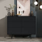 Modern Accent Chest with 6 Drawers and 4 Straight Black Legs 39"L x 14"W x 31"H Black Clearhalo 'Cabinets & Chests' 'cabinets_chests' 'furn' 'furn_cabinets_chests' 'Furniture' 'Living Room Furniture' 5603728