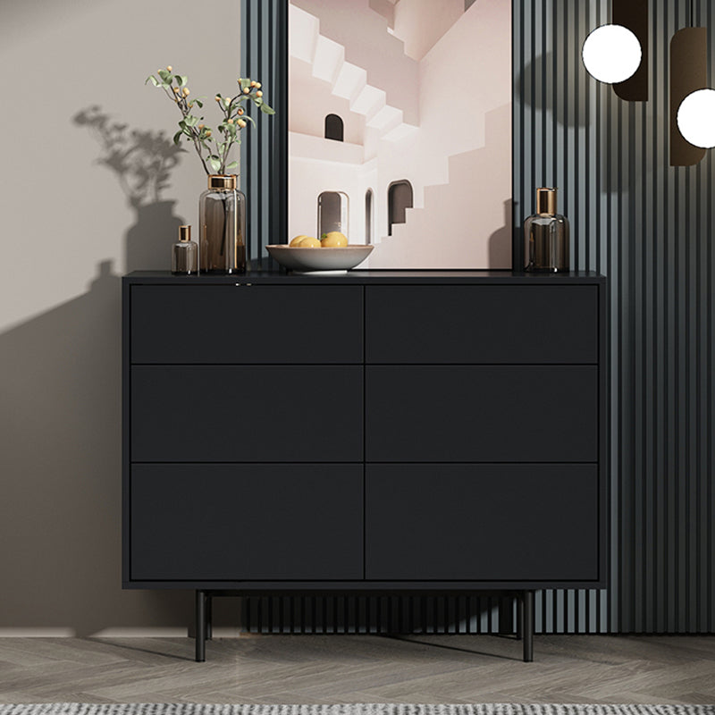 Modern Accent Chest with 6 Drawers and 4 Straight Black Legs 39"L x 14"W x 31"H Black Clearhalo 'Cabinets & Chests' 'cabinets_chests' 'furn' 'furn_cabinets_chests' 'Furniture' 'Living Room Furniture' 5603728