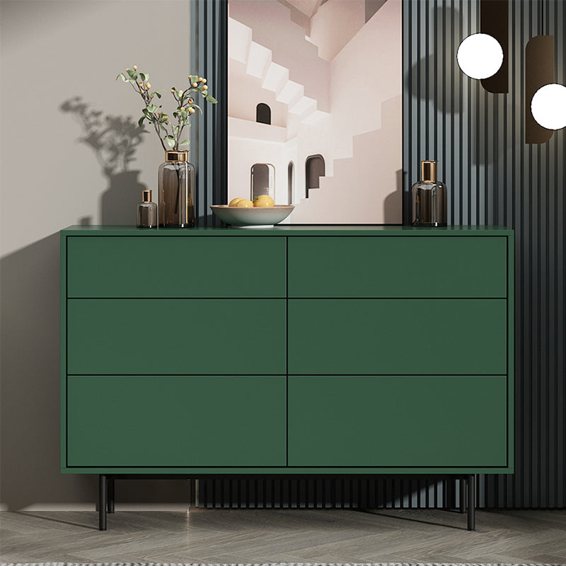 Modern Accent Chest with 6 Drawers and 4 Straight Black Legs 47"L x 14"W x 31"H Green Clearhalo 'Cabinets & Chests' 'cabinets_chests' 'furn' 'furn_cabinets_chests' 'Furniture' 'Living Room Furniture' 5603734