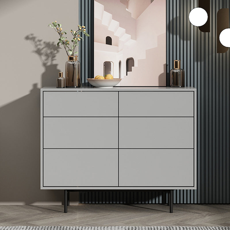 Modern Accent Chest with 6 Drawers and 4 Straight Black Legs 39"L x 14"W x 31"H Grey Clearhalo 'Cabinets & Chests' 'cabinets_chests' 'furn' 'furn_cabinets_chests' 'Furniture' 'Living Room Furniture' 5603738