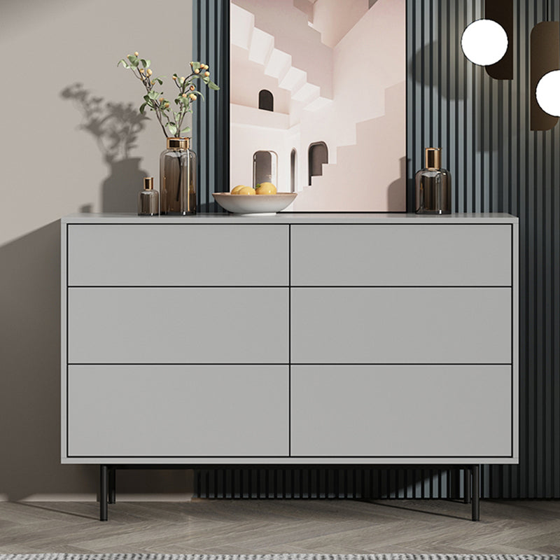 Modern Accent Chest with 6 Drawers and 4 Straight Black Legs 47"L x 14"W x 31"H Grey Clearhalo 'Cabinets & Chests' 'cabinets_chests' 'furn' 'furn_cabinets_chests' 'Furniture' 'Living Room Furniture' 5603740