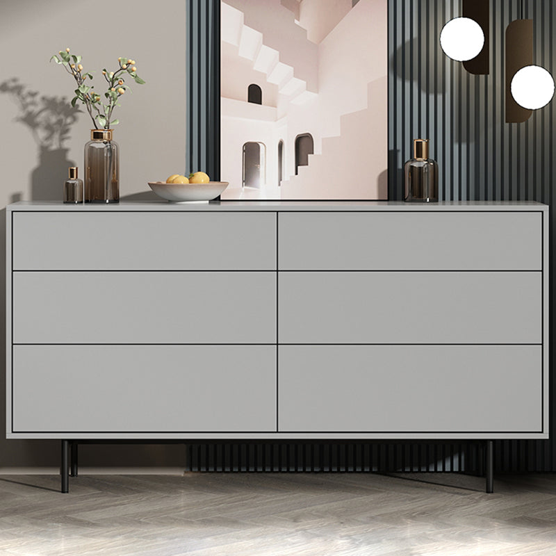 Modern Accent Chest with 6 Drawers and 4 Straight Black Legs 59"L x 14"W x 31"H Grey Clearhalo 'Cabinets & Chests' 'cabinets_chests' 'furn' 'furn_cabinets_chests' 'Furniture' 'Living Room Furniture' 5603743