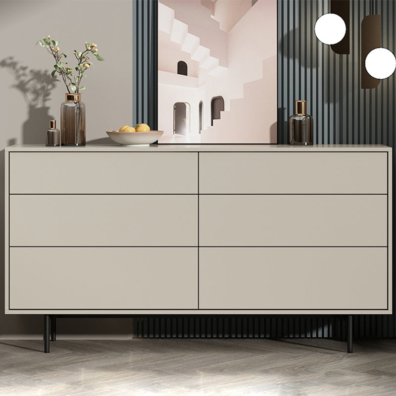 Modern Accent Chest with 6 Drawers and 4 Straight Black Legs 59"L x 14"W x 31"H Champagne Clearhalo 'Cabinets & Chests' 'cabinets_chests' 'furn' 'furn_cabinets_chests' 'Furniture' 'Living Room Furniture' 5603745