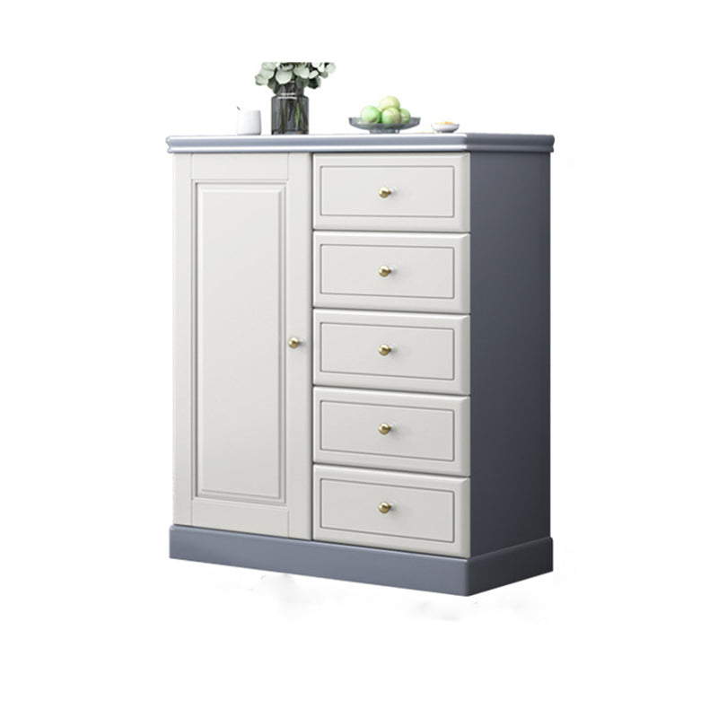 Contemporary Rectangle Accent Cabinet with Drawers Wood Storage Cabinet 31"L x 16"W x 39"H Gray White White Clearhalo 'Cabinets & Chests' 'cabinets_chests' 'furn' 'furn_cabinets_chests' 'Furniture' 'Living Room Furniture' 5603848