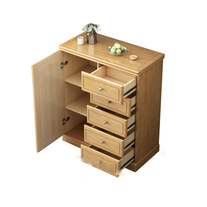 Contemporary Rectangle Accent Cabinet with Drawers Wood Storage Cabinet 31"L x 16"W x 39"H Natural Clearhalo 'Cabinets & Chests' 'cabinets_chests' 'furn' 'furn_cabinets_chests' 'Furniture' 'Living Room Furniture' 5603850