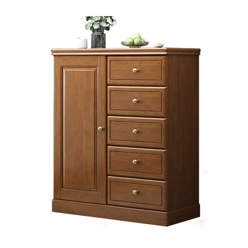 Contemporary Rectangle Accent Cabinet with Drawers Wood Storage Cabinet 31"L x 16"W x 39"H Walnut Clearhalo 'Cabinets & Chests' 'cabinets_chests' 'furn' 'furn_cabinets_chests' 'Furniture' 'Living Room Furniture' 5603854