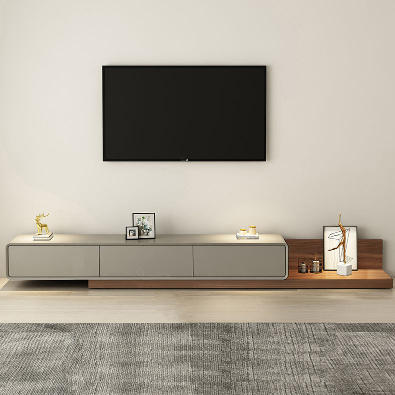 3-Drawer Floor-standing TV Stand Movable Wooden TV Stand Console , 16.5" D X 11.5" H 79"L x 16.5"W x 11"H Brown-Grey Clearhalo 'furn' 'furn_tv_stands_entertainment_centers' 'Furniture' 'Living Room Furniture' 'TV Stands & Entertainment Centers' 'TV Stands & Media Storage Furniture' 'tv_stands_entertainment_centers' 5604054