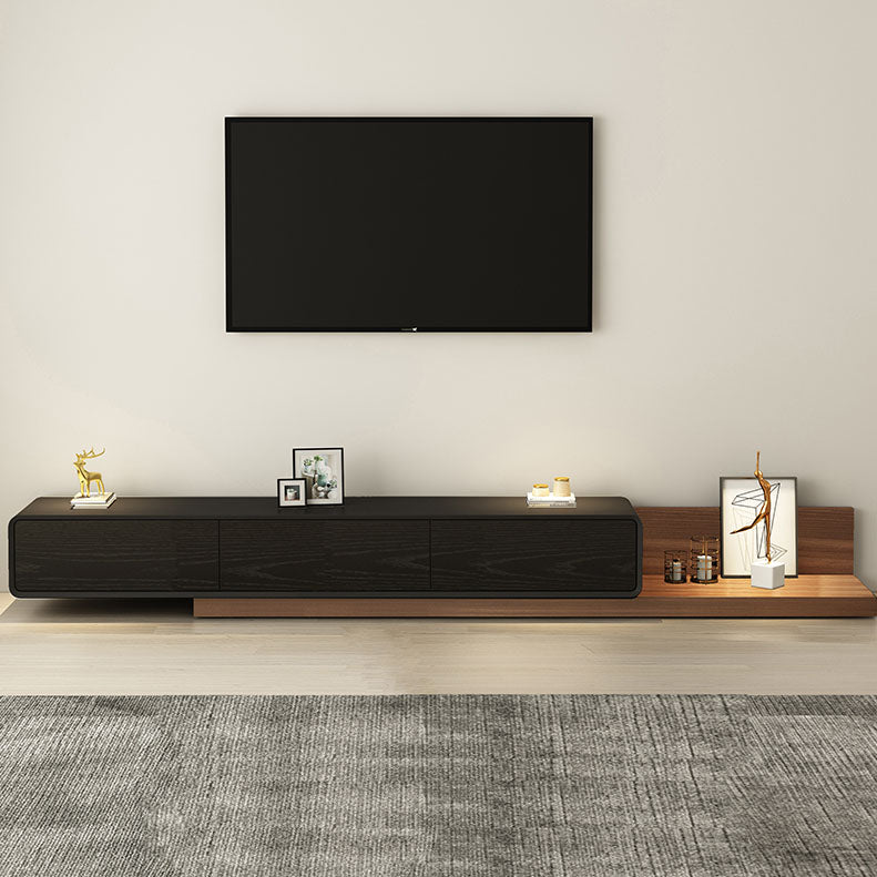 3-Drawer Floor-standing TV Stand Movable Wooden TV Stand Console , 16.5" D X 11.5" H 79"L x 16.5"W x 11"H Black-Brown Clearhalo 'furn' 'furn_tv_stands_entertainment_centers' 'Furniture' 'Living Room Furniture' 'TV Stands & Entertainment Centers' 'TV Stands & Media Storage Furniture' 'tv_stands_entertainment_centers' 5604056