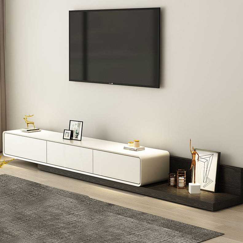 3-Drawer Floor-standing TV Stand Movable Wooden TV Stand Console , 16.5" D X 11.5" H 59"L x 16.5"W x 11"H Black White Clearhalo 'furn' 'furn_tv_stands_entertainment_centers' 'Furniture' 'Living Room Furniture' 'TV Stands & Entertainment Centers' 'TV Stands & Media Storage Furniture' 'tv_stands_entertainment_centers' 5604058