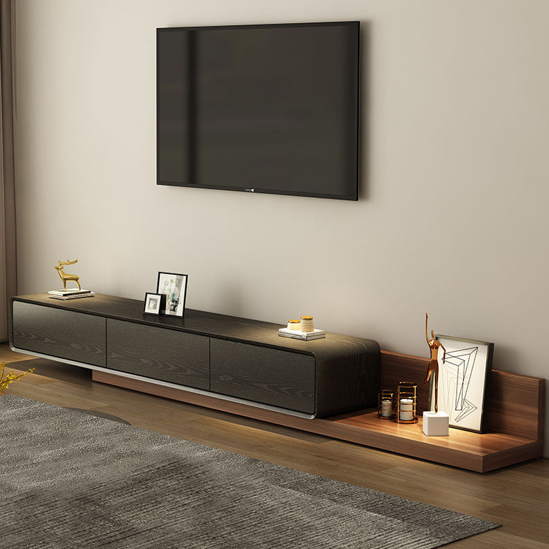 3-Drawer Floor-standing TV Stand Movable Wooden TV Stand Console , 16.5" D X 11.5" H 59"L x 16.5"W x 11"H Black-Brown Clearhalo 'furn' 'furn_tv_stands_entertainment_centers' 'Furniture' 'Living Room Furniture' 'TV Stands & Entertainment Centers' 'TV Stands & Media Storage Furniture' 'tv_stands_entertainment_centers' 5604061