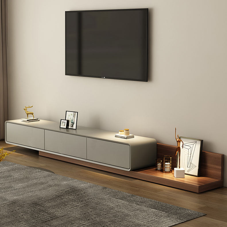 3-Drawer Floor-standing TV Stand Movable Wooden TV Stand Console , 16.5" D X 11.5" H 59"L x 16.5"W x 11"H Brown-Grey Clearhalo 'furn' 'furn_tv_stands_entertainment_centers' 'Furniture' 'Living Room Furniture' 'TV Stands & Entertainment Centers' 'TV Stands & Media Storage Furniture' 'tv_stands_entertainment_centers' 5604069