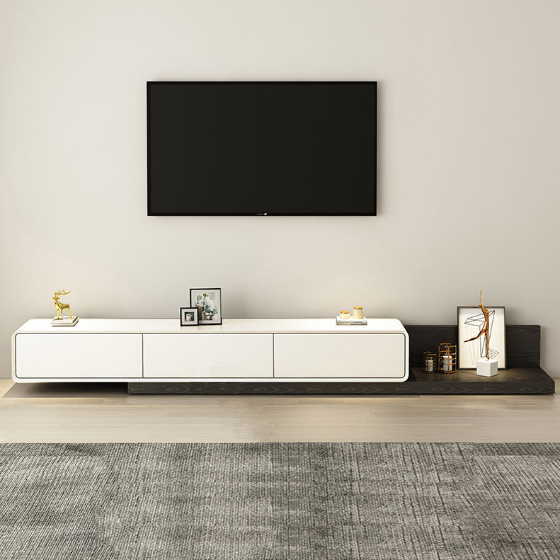 3-Drawer Floor-standing TV Stand Movable Wooden TV Stand Console , 16.5" D X 11.5" H 79"L x 16.5"W x 11"H Black White Clearhalo 'furn' 'furn_tv_stands_entertainment_centers' 'Furniture' 'Living Room Furniture' 'TV Stands & Entertainment Centers' 'TV Stands & Media Storage Furniture' 'tv_stands_entertainment_centers' 5604073