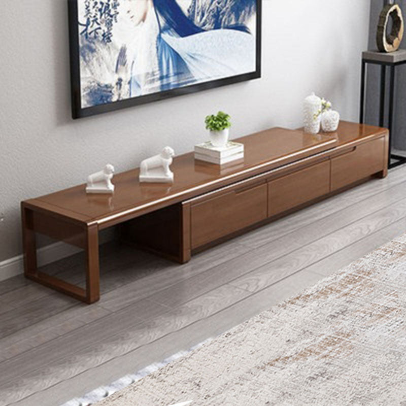Solid Wood TV Stand Modern Adjustable TV Stand Console with Drawers 63"L x 16"W x 14"H Nut-Brown Clearhalo 'furn' 'furn_tv_stands_entertainment_centers' 'Furniture' 'Living Room Furniture' 'TV Stands & Entertainment Centers' 'TV Stands & Media Storage Furniture' 'tv_stands_entertainment_centers' 5604076