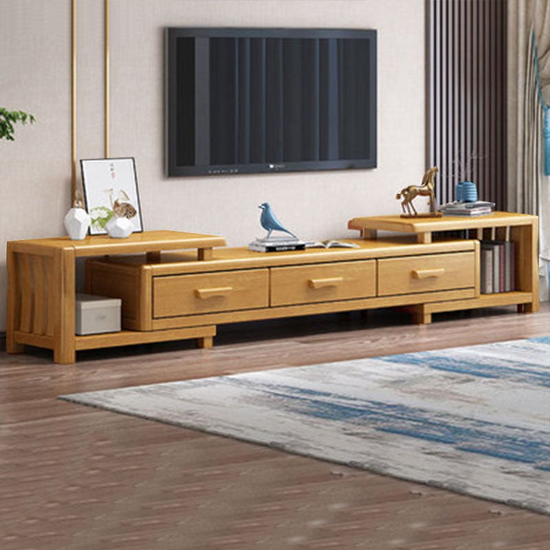 Solid Wood TV Stand Modern Adjustable TV Stand Console with Drawers 72"L x 15"W x 16.5"H Natural Clearhalo 'furn' 'furn_tv_stands_entertainment_centers' 'Furniture' 'Living Room Furniture' 'TV Stands & Entertainment Centers' 'TV Stands & Media Storage Furniture' 'tv_stands_entertainment_centers' 5604077