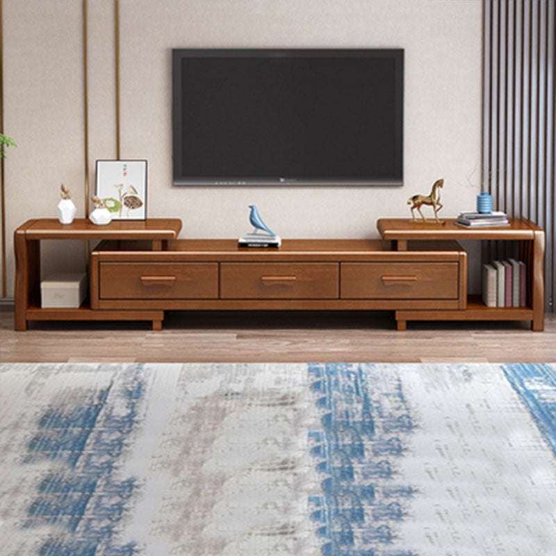 Solid Wood TV Stand Modern Adjustable TV Stand Console with Drawers 72"L x 15"W x 16.5"H Nut-Brown Clearhalo 'furn' 'furn_tv_stands_entertainment_centers' 'Furniture' 'Living Room Furniture' 'TV Stands & Entertainment Centers' 'TV Stands & Media Storage Furniture' 'tv_stands_entertainment_centers' 5604078