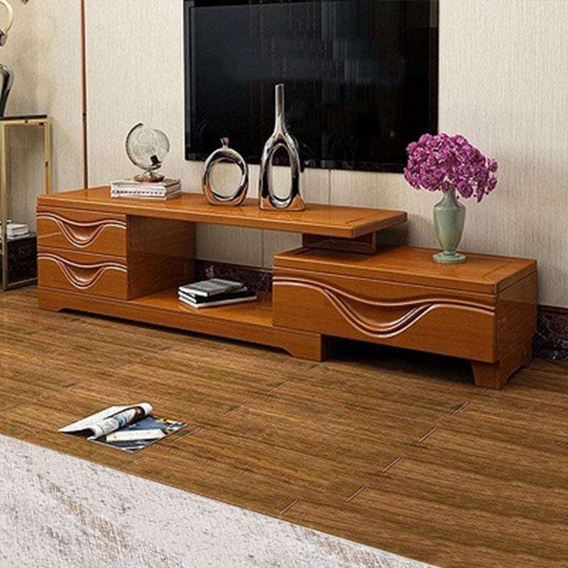 Solid Wood TV Stand Modern Adjustable TV Stand Console with Drawers 47"L x 14"W x 17"H Dark Khaki Clearhalo 'furn' 'furn_tv_stands_entertainment_centers' 'Furniture' 'Living Room Furniture' 'TV Stands & Entertainment Centers' 'TV Stands & Media Storage Furniture' 'tv_stands_entertainment_centers' 5604079