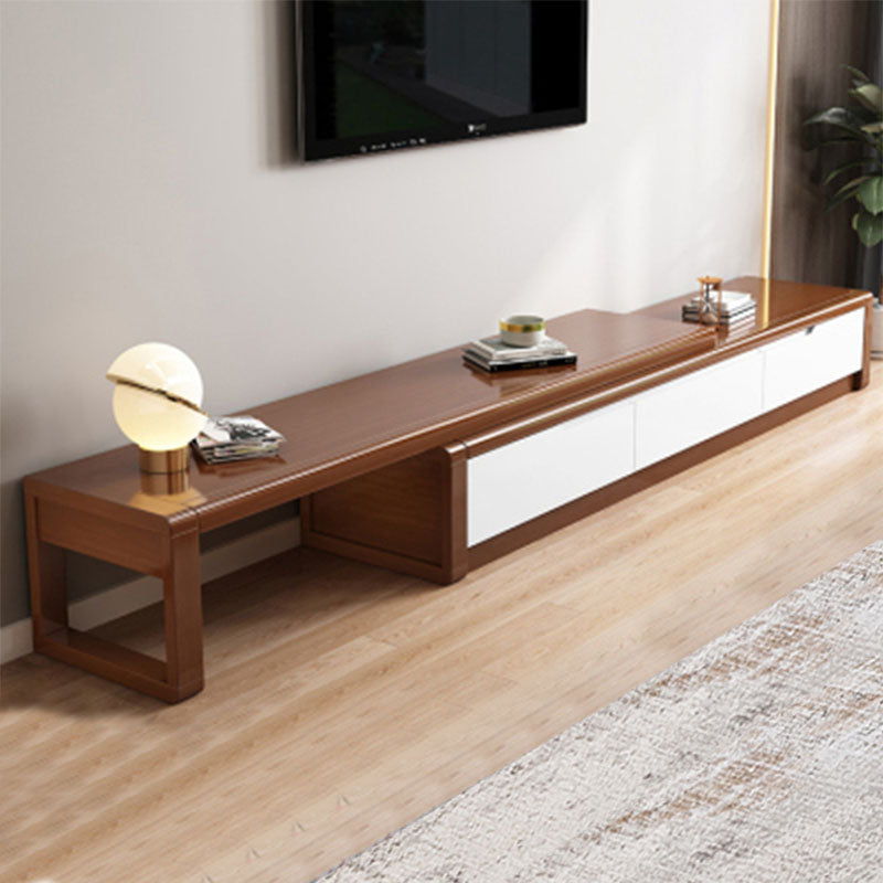 Solid Wood TV Stand Modern Adjustable TV Stand Console with Drawers 73"L x 17"W x 14"H White-Brown Clearhalo 'furn' 'furn_tv_stands_entertainment_centers' 'Furniture' 'Living Room Furniture' 'TV Stands & Entertainment Centers' 'TV Stands & Media Storage Furniture' 'tv_stands_entertainment_centers' 5604080