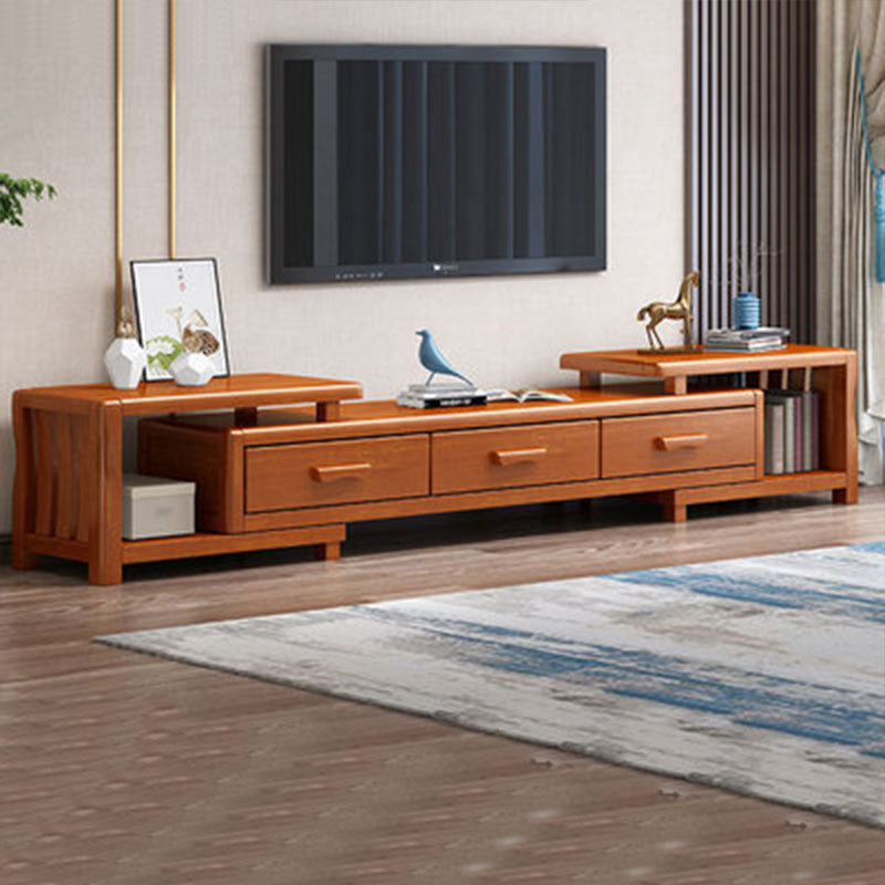 Solid Wood TV Stand Modern Adjustable TV Stand Console with Drawers 72"L x 15"W x 16.5"H Dark Khaki Clearhalo 'furn' 'furn_tv_stands_entertainment_centers' 'Furniture' 'Living Room Furniture' 'TV Stands & Entertainment Centers' 'TV Stands & Media Storage Furniture' 'tv_stands_entertainment_centers' 5604083