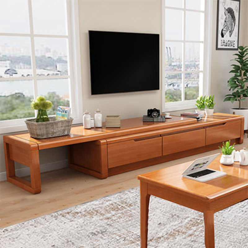 Solid Wood TV Stand Modern Adjustable TV Stand Console with Drawers 73"L x 17"W x 14"H Dark Khaki Clearhalo 'furn' 'furn_tv_stands_entertainment_centers' 'Furniture' 'Living Room Furniture' 'TV Stands & Entertainment Centers' 'TV Stands & Media Storage Furniture' 'tv_stands_entertainment_centers' 5604086
