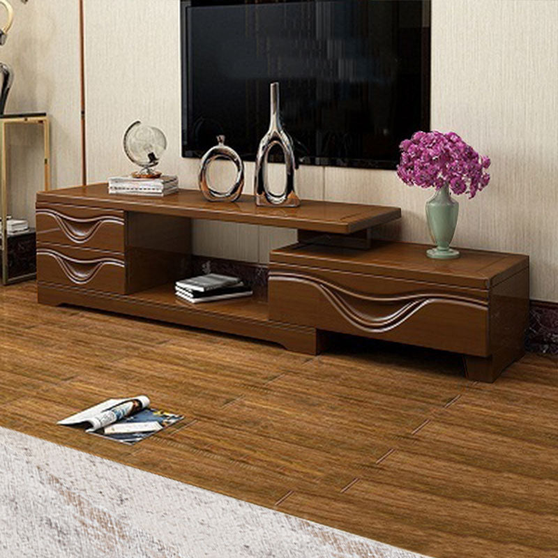 Solid Wood TV Stand Modern Adjustable TV Stand Console with Drawers 47"L x 14"W x 17"H Nut-Brown Clearhalo 'furn' 'furn_tv_stands_entertainment_centers' 'Furniture' 'Living Room Furniture' 'TV Stands & Entertainment Centers' 'TV Stands & Media Storage Furniture' 'tv_stands_entertainment_centers' 5604090