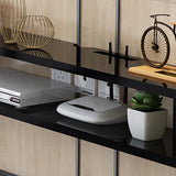 9,5 "D Console de média en bois à télévision murale moderne avec 2 étagères