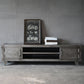 Meuble TV 17,72"H, console TV grise de style industriel avec 2 portes pour salon