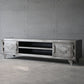 Meuble TV 17,72"H, console TV grise de style industriel avec 2 portes pour salon