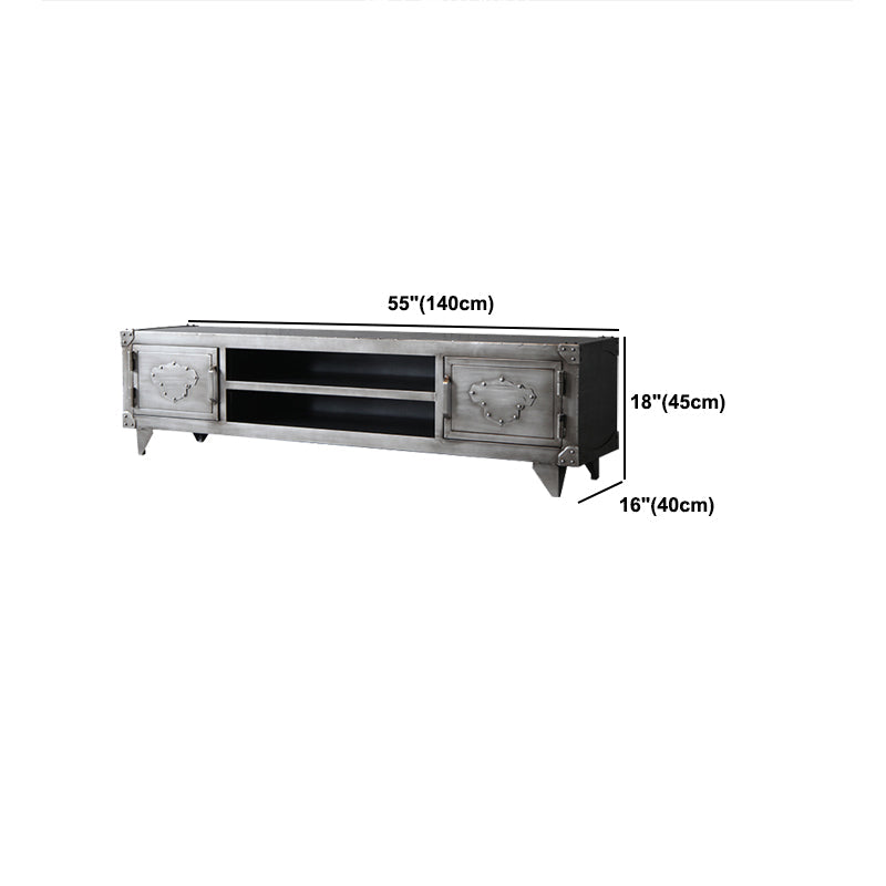 Meuble TV 17,72"H, console TV grise de style industriel avec 2 portes pour salon