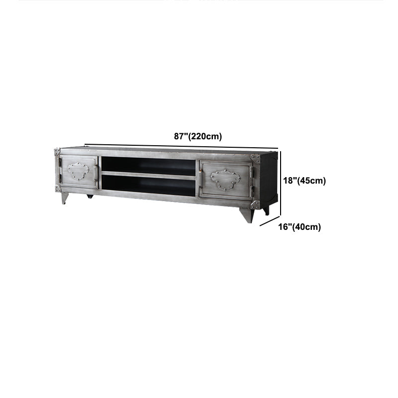 Meuble TV 17,72"H, console TV grise de style industriel avec 2 portes pour salon
