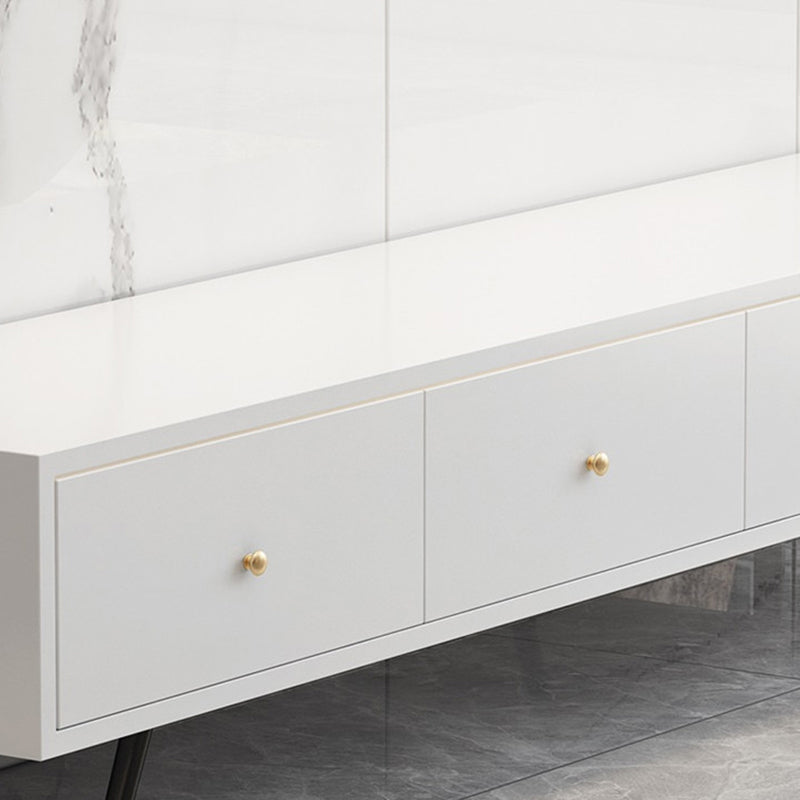 Stand de Wood TV Stand de estilo glamoroso Consola de TV de almacenamiento cerrado de color blanco con cajones