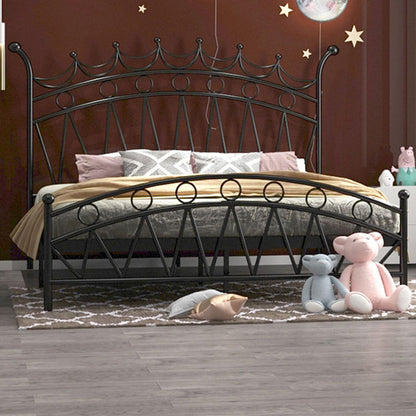 Crown Glam Headboard Bed Open-Frame Metal Bed With Footboard