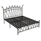 Crown Glam Headboard Bed Open-Frame Metal Bed With Footboard
