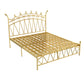 Crown Glam Headboard Bed Open-Frame Metal Bed With Footboard