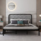 Glam Metallic Standard Bed, Beveled Open-Frame Headboard Bed Frame Black Clearhalo 'Bedroom Furniture' 'Beds' 'furn' 'furn_beds' 'Furniture' 5604293