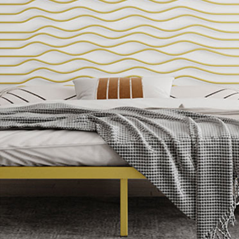 Glam Metallic Standard Bed, Beveled Open-Frame Headboard Bed Frame Clearhalo 'Bedroom Furniture' 'Beds' 'furn' 'furn_beds' 'Furniture' 5604301