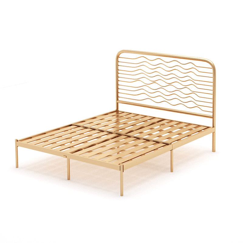 Glam Metallic Standard Bed, Beveled Open-Frame Headboard Bed Frame Clearhalo 'Bedroom Furniture' 'Beds' 'furn' 'furn_beds' 'Furniture' 5604306