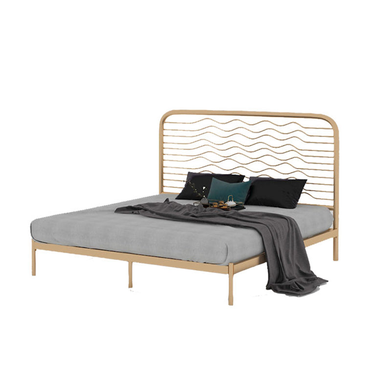 Glam Metallic Standard Bed, Beveled Open-Frame Headboard Bed Frame Clearhalo 'Bedroom Furniture' 'Beds' 'furn' 'furn_beds' 'Furniture' 5604307