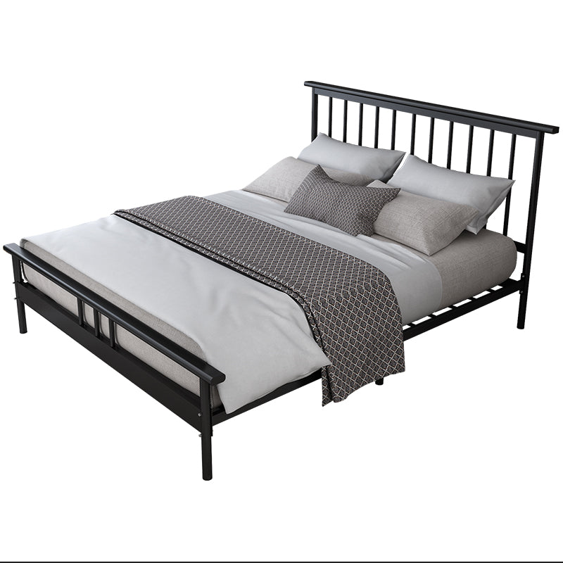 Glam Iron Slat Bed with Metal Legs and Rectangular Spindle Headboard