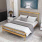 Glam Iron Slat Bed with Metal Legs and Rectangular Spindle Headboard