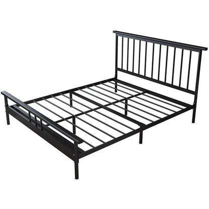Glam Iron Slat Bed with Metal Legs and Rectangular Spindle Headboard