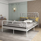 Glam Metallic Open-Frame Bed with with Rectangular Headboard and Footboard