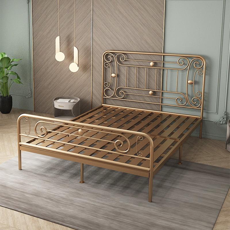 Glam Metallic Open-Frame Bed with with Rectangular Headboard and Footboard