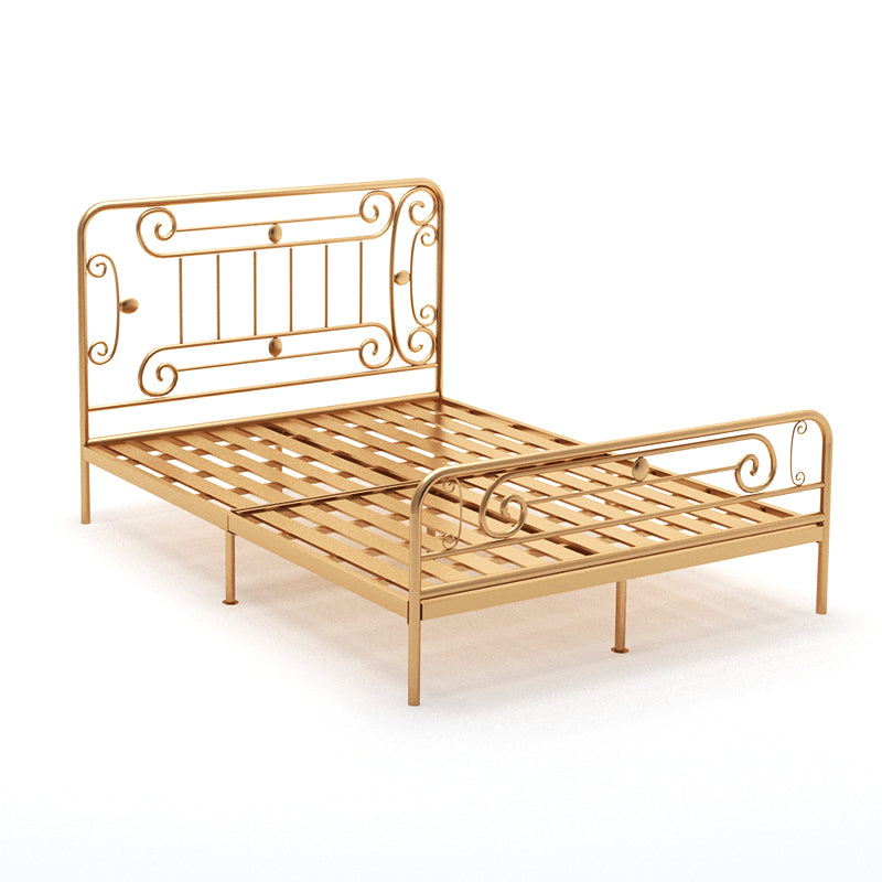 Glam Metallic Open-Frame Bed with with Rectangular Headboard and Footboard