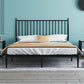 Metal Glam Slat Bed Solid Color Bed Frame with Spindle Headboard